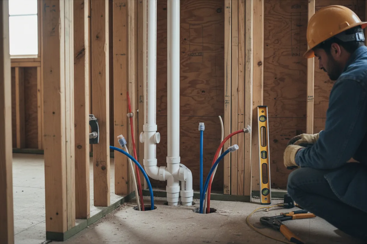 Drain and supply rough-in during Sump Pump Repair in Plano