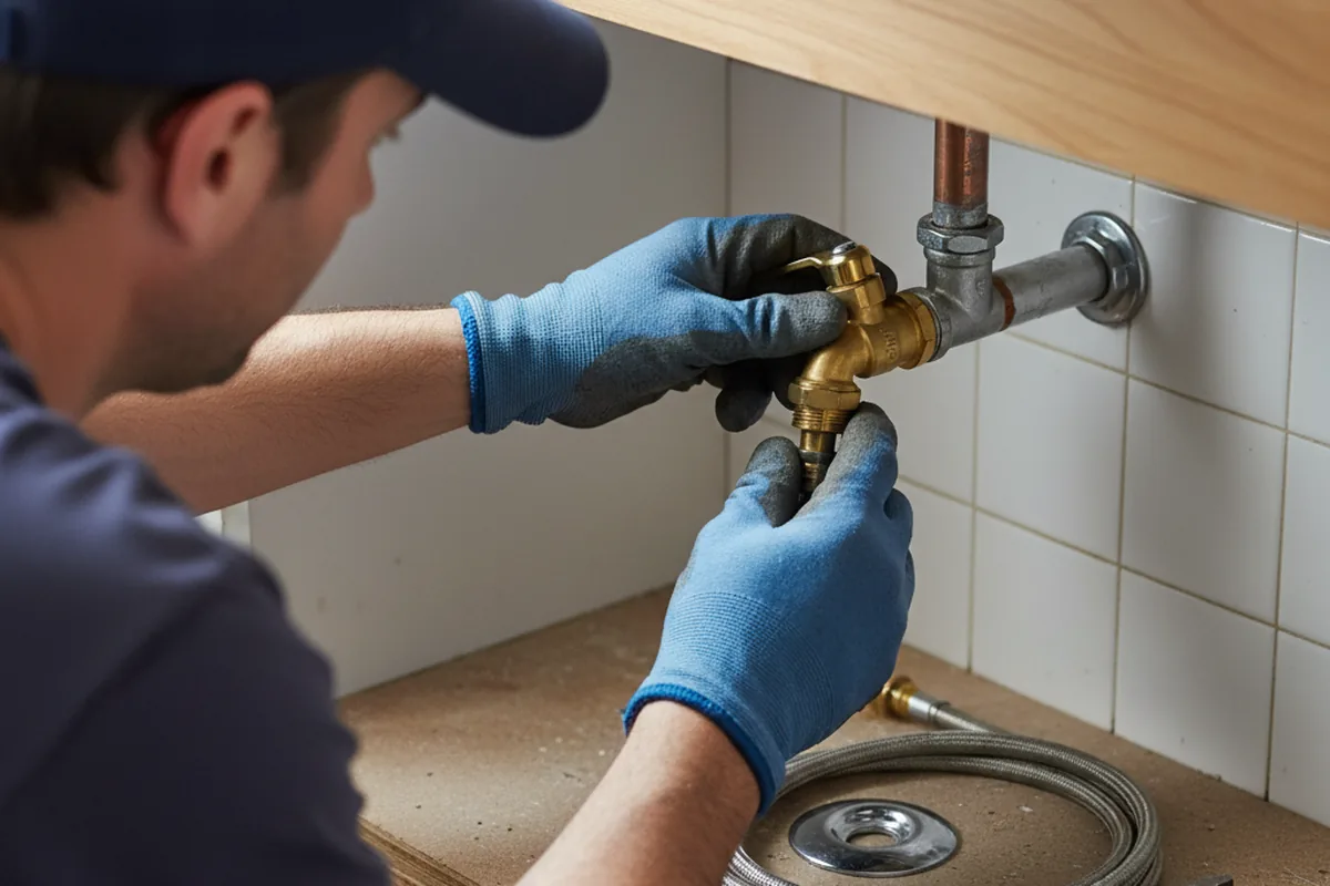 Shutoff valve and fitting work during Burst Pipe Repair in Plano